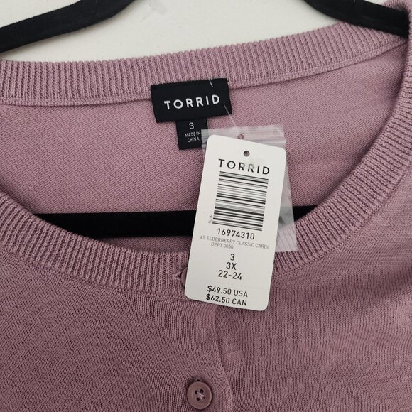 Torrid Sweater Womens 3X Elderberry Classic Cardi Button Front Plus Size Knit - Picture 4 of 16